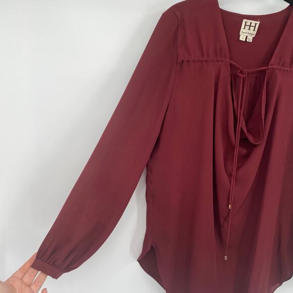 Haute Hippie Women's Silk Burgundy Red Draped Front Blouse Size Small - Picture 9 of 12
